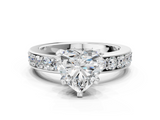 White gold Heart Cut Channel Set Diamond Engagement Ring with Four-Prong Setting_237