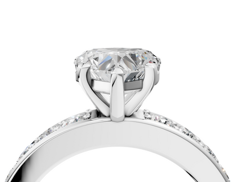 White gold Heart Cut Channel Set Diamond Engagement Ring with Four-Prong Setting_241