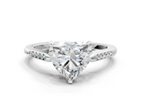 White gold Heart Cut Channel Set Solitaire Engagement Ring with Four-Prong Setting_228