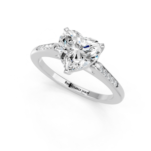 White gold Heart Cut Channel Set Solitaire Engagement Ring with Four-Prong Setting_88
