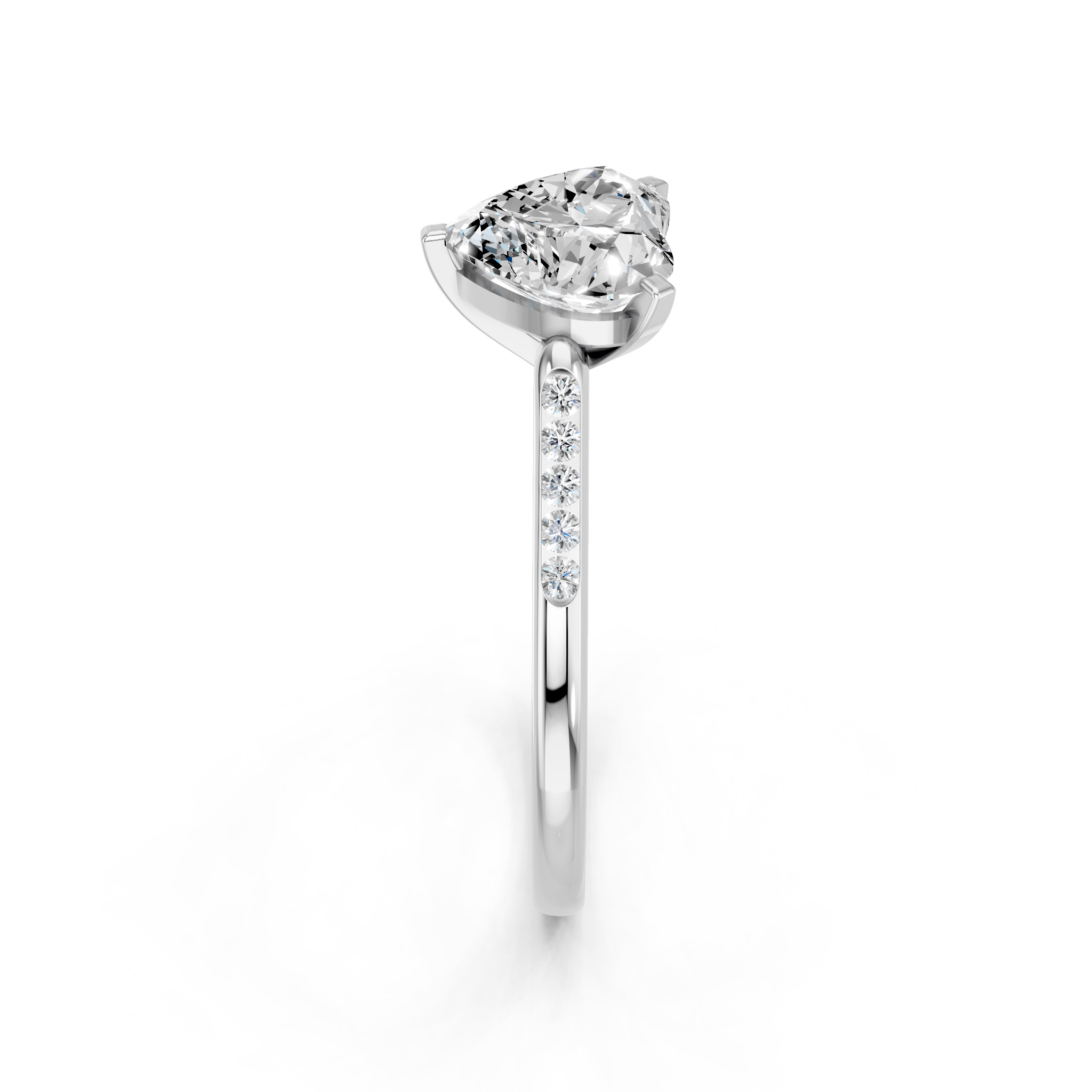 White gold Heart Cut Channel Set Solitaire Engagement Ring with Four-Prong Setting_89
