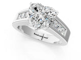 White gold Heart Cut Channel Set Solitaire Ring with Four-Prong Setting_7