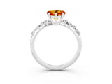 White gold Heart Cut Citrine Cluster Side Stone Solitaire Ring with Prong Setting_27