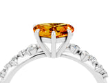 White gold Heart Cut Citrine Cluster Side Stone Solitaire Ring with Prong Setting_28