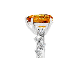 White gold Heart Cut Citrine Cluster Side Stone Solitaire Ring with Prong Setting_29