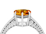 White gold Heart Cut Citrine Engagement Ring with Milgrain Channel Set Band and Prong Setting_4