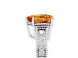 White gold Heart Cut Citrine Engagement Ring with Milgrain Channel Set Band and Prong Setting_5