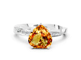 White gold Heart Cut Citrine Engagement Ring with Side Stone Accents and Four-Prong Setting_24
