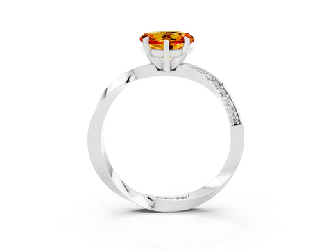 White gold Heart Cut Citrine Engagement Ring with Side Stone Accents and Four-Prong Setting_27