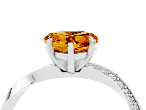 White gold Heart Cut Citrine Engagement Ring with Side Stone Accents and Four-Prong Setting_28