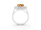 White gold Heart Cut Citrine Floral Double Halo Engagement Ring with Prong Setting_112
