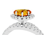 White gold Heart Cut Citrine Halo Ring with Round Split Shank and Prong Setting_64