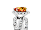 White gold Heart Cut Citrine Halo Ring with Round Split Shank and Prong Setting_65