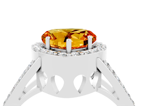White gold Heart Cut Citrine Halo Ring with Split Shank U-Prong Band and Four-Prong Setting_4