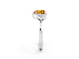White gold Heart Cut Citrine Halo Ring with Tapered Band and Four-Prong Setting_2