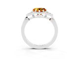 White gold Heart Cut Citrine Halo Ring with Tapered Band and Four-Prong Setting_3