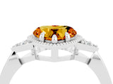 White gold Heart Cut Citrine Halo Ring with Tapered Band and Four-Prong Setting_4