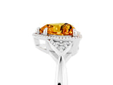 White gold Heart Cut Citrine Halo Ring with Tapered Band and Four-Prong Setting_5