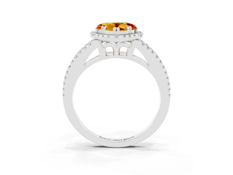 White gold Heart Cut Citrine Halo Split Shank Engagement Ring_15