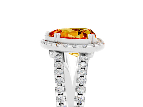 White gold Heart Cut Citrine Halo Split Shank Engagement Ring_17