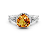 White gold Heart Cut Citrine  Halo Twist Band Solitaire Prong Setting Ring_24