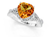 White gold Heart Cut Citrine  Halo Twist Band Solitaire Prong Setting Ring_25