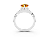 White gold Heart Cut Citrine  Halo Twist Band Solitaire Prong Setting Ring_27