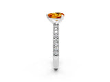 White gold Heart Cut Citrine Milgrain Pavé Engagement Ring with Four-Prong Setting_14