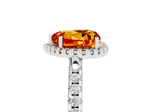White gold Heart Cut Citrine Pavé Halo Ring with Four-Prong Setting_17