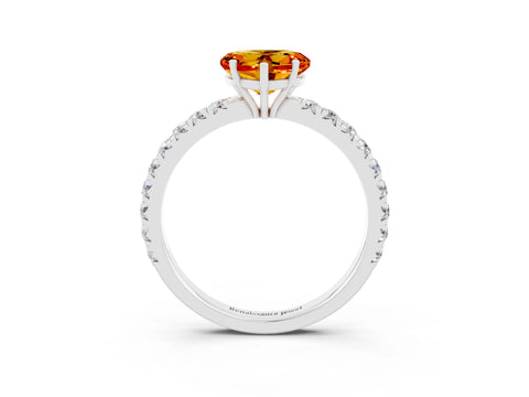 White gold Heart Cut Citrine Pavé Solitaire Engagement Ring with Four-Prong Setting_15