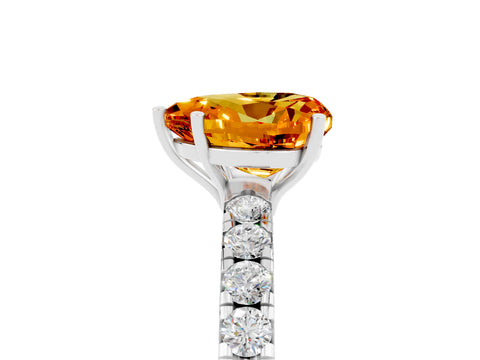 White gold Heart Cut Citrine Pavé Solitaire Engagement Ring with Four-Prong Setting_17