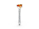 White gold Heart Cut Citrine Pavé Solitaire Ring with Round Band and Prong Setting_14