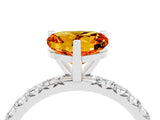 White gold Heart Cut Citrine Pavé Solitaire Ring with Round Band and Prong Setting_16