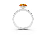 White gold Heart Cut Citrine Pave Band Solitaire Ring with Four-Prong Setting_27