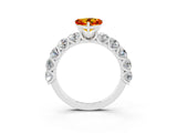 White gold Heart Cut Citrine Prong Setting with Side Stones on a Pave Band_3