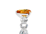 White gold Heart Cut Citrine Prong Setting with Side Stones on a Pave Band_5