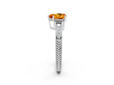 White gold Heart Cut Citrine Ring with Milgrain Pavé Band and Four-Prong Setting_14