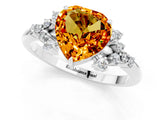 White gold Heart Cut Citrine Ring with Side Stones and Four-Prong Setting_37