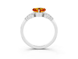 White gold Heart Cut Citrine Ring with Side Stones and Four-Prong Setting_39