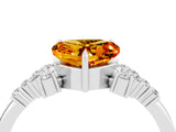 White gold Heart Cut Citrine Ring with Side Stones and Four-Prong Setting_40