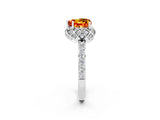 White gold Heart Cut Citrine Scalloped Halo Engagement Ring with Round Shared Prong Band_26