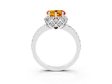 White gold Heart Cut Citrine Scalloped Halo Engagement Ring with Round Shared Prong Band_27