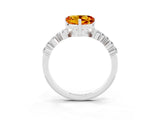 White gold Heart Cut Citrine Scattered Round Accent Ring with Prong Setting_27