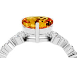 White gold Heart Cut Citrine Scattered Round Accent Ring with Prong Setting_28