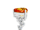 White gold Heart Cut Citrine Scattered Round Accent Ring with Prong Setting_29