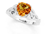 White gold Heart Cut Citrine Solitaire Celtic Knot Ring with Four-Prong Setting_13