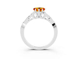 White gold Heart Cut Citrine Solitaire Celtic Knot Ring with Four-Prong Setting_15
