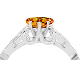White gold Heart Cut Citrine Solitaire Celtic Knot Ring with Four-Prong Setting_16