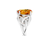 White gold Heart Cut Citrine Solitaire Celtic Knot Ring with Four-Prong Setting_17