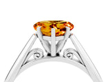 White gold Heart Cut Citrine Solitaire Engagement Ring with Cathedral Setting and Four-Prong Mount_10